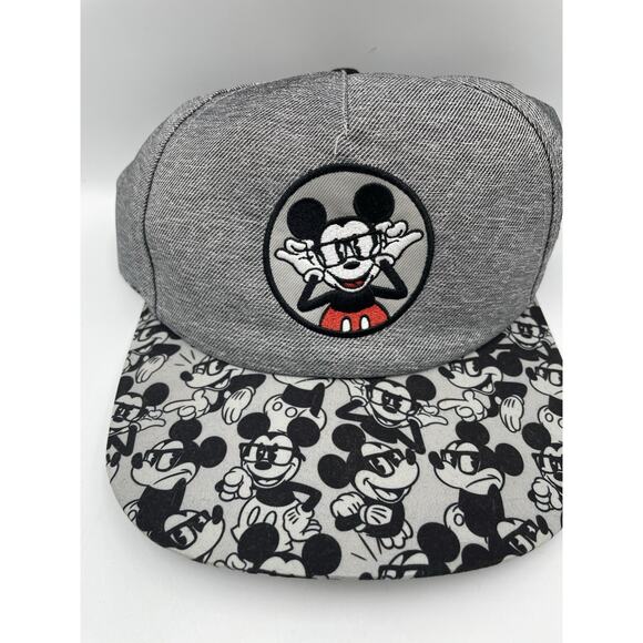 NEW Mickey Mouse Hat Cap Snapback Gray Glasses Disney Parks Authentic Original - Picture 2 of 10